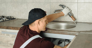 Kitchen sink during installation